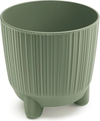 Vaso per piante in plastica con piedini, verde terroso, diametro 10,7 cm