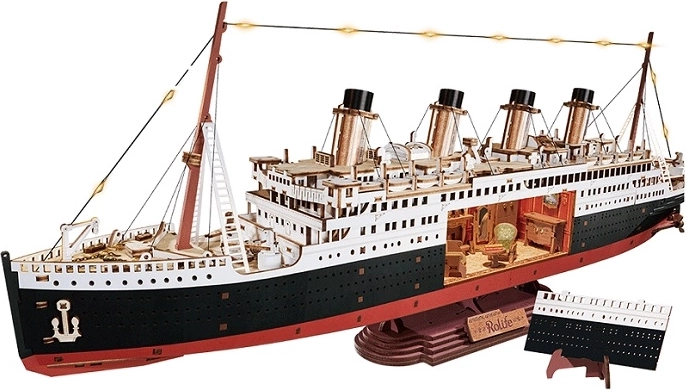 RoboTime puzzle 3D in legno – eterna traversata dell’Atlantico 1912 (modello di transatlantico con LED)