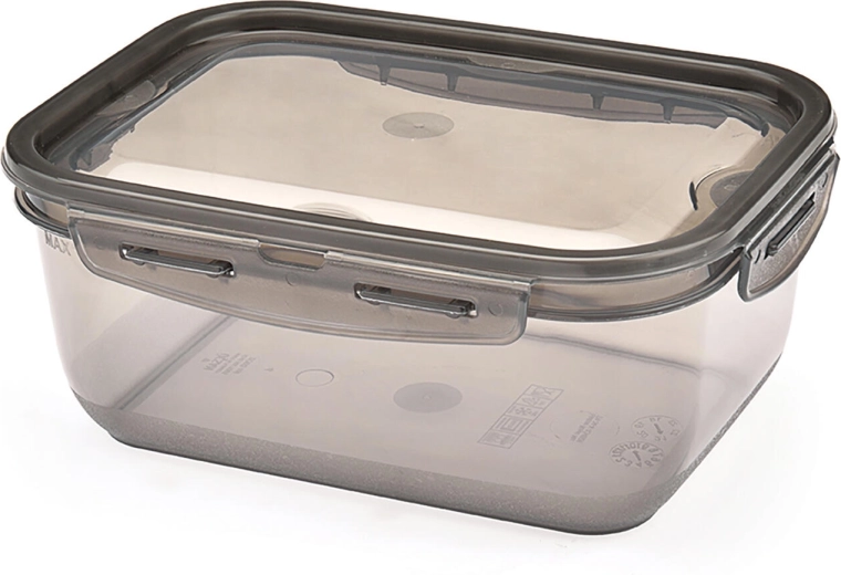Contenitore CADENZA rettangolare 2 l con chiusura a scatto, fumé