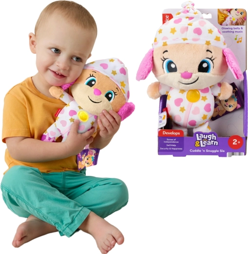 Fisher-Price Impara e Ridacchia! cucciola di cagnolino interattiva in peluche – compagna musicale rilassante