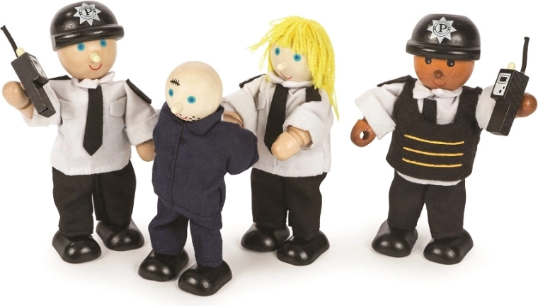 Tidlo personaggi in legno Poliziotti e ladro (4 pz)