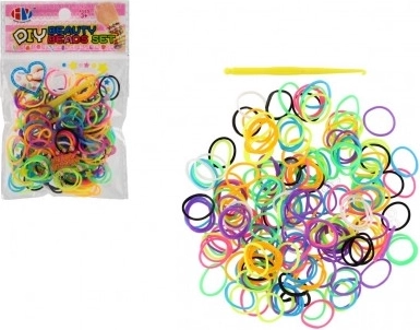 Elastici colorati per braccialetti con gancetto, 200 pz (sacchetto 8,5 × 13 cm)