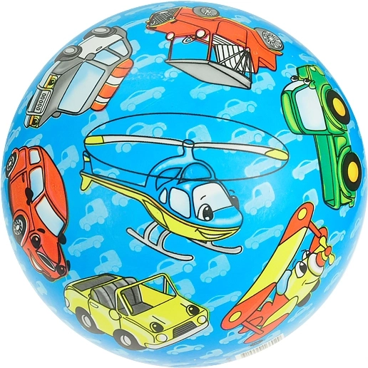 Pallone per bambini 23 cm con motivo dei mezzi di trasporto, blu