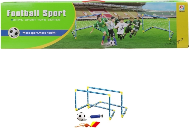 Set da calcio per bambini con due porte, pallone e pompetta