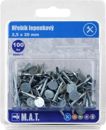 Chiodi per cartone catramato 20 × 2,5 mm zincati (100 pz)