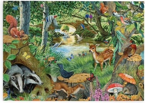 HOP Puzzle Animali della foresta vicino al fiume, 500 pezzi grandi
