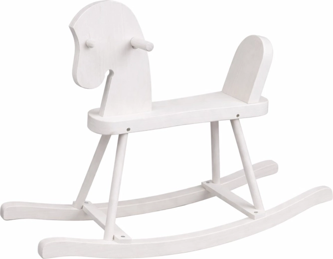 Cavalluccio a dondolo in legno per bambini BABY MIX – bianco