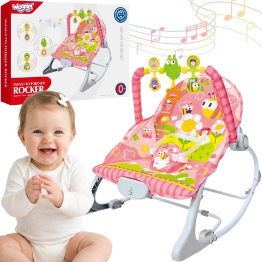 Woopie Baby dondolino vibrante rosa con arco giochi