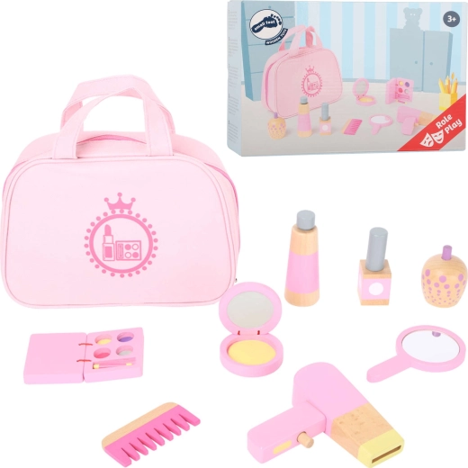 Pochette cosmetica per bambini Small Foot con accessori in legno rosa