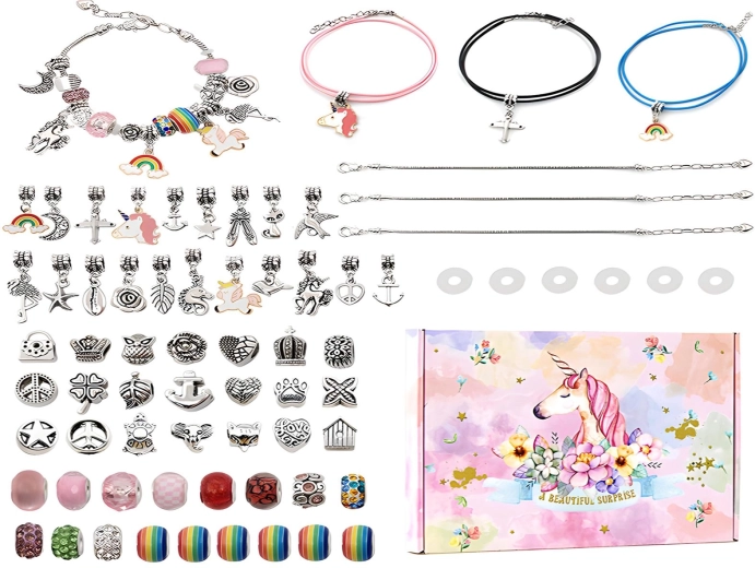 Set creativo per realizzare gioielli e braccialetti con ciondoli unicorno