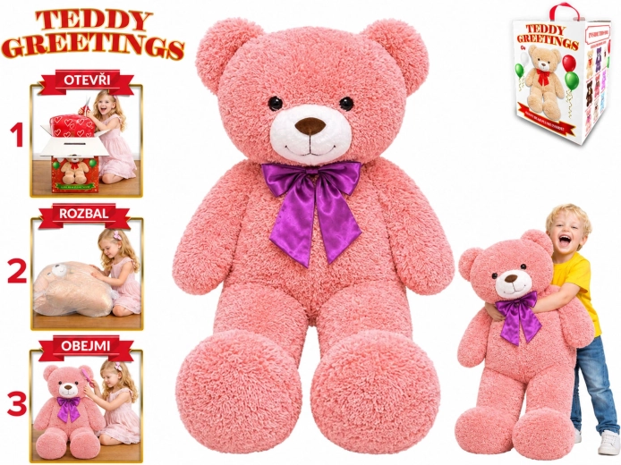 Teddy Greetings orso di peluche con fiocco 120 cm rosa - 1 pezzo