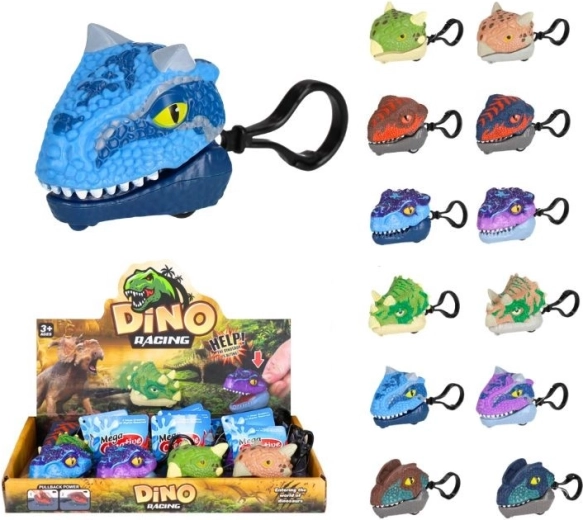 Portachiavi dinosauro a carica con movimento a retrocarica (12 colori)