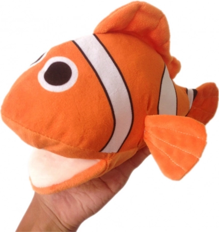 Pesce pagliaccio a guanto in peluche arancione 25 cm