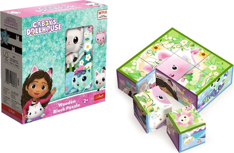 Puzzle a cubi in legno Gabby's Dollhouse