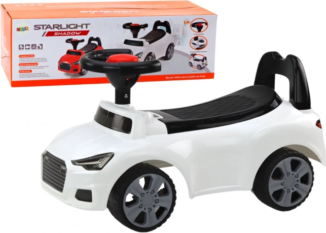 Monopattino-auto con schienale e clacson – bianco