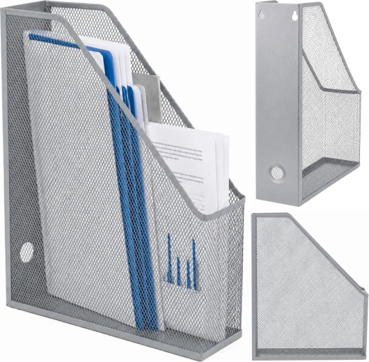 Organizer portadocumenti A4 in metallo da appoggio, argento