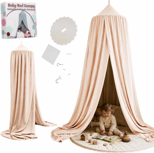 Baldacchino sospeso per bambini sopra il letto, beige