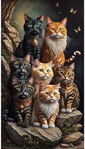 Norimpex pittura con diamanti famiglia di gatti 30 × 40 cm