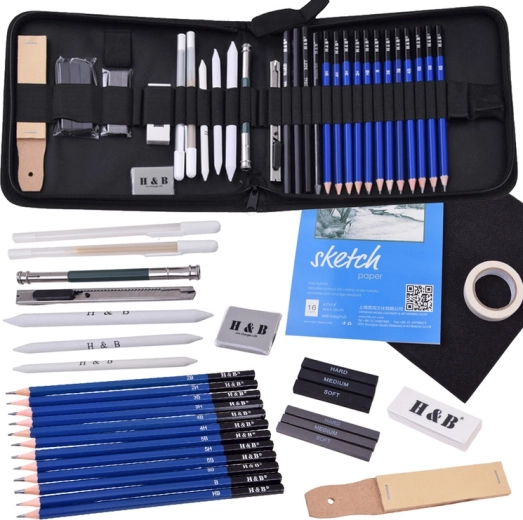 Set per schizzo e disegno H&B 36 pezzi in astuccio
