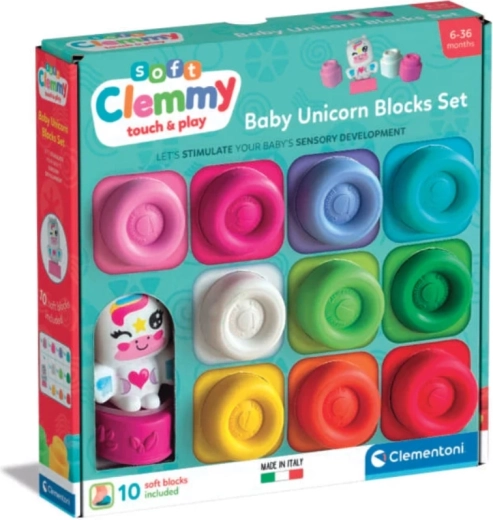Mattoncini morbidi SOFT CLEMMY 10 pz + figurina unicorno