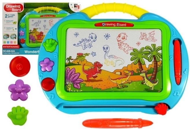 Grande lavagna magnetica da disegno turchese con timbri