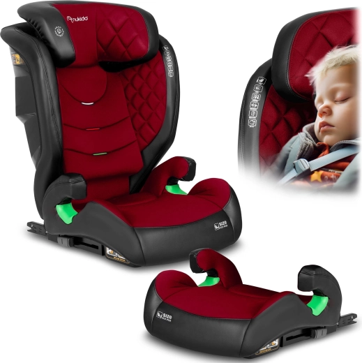 Seggiolino auto Nukido Louis 100–150 cm, ISOFIX, nero–rosso