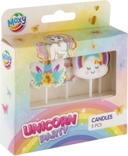 Candele 3D per torta Unicorno, 5 pz