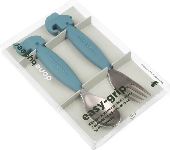 Done by Deer set di posate per bambini Easy-grip Deer friends blu