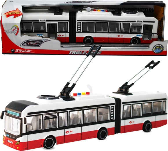 Filobus articolato urbano 1:16 con volano e suoni – rosso