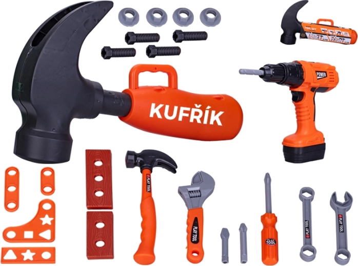 Set di attrezzi per bambini con trapano a batteria in valigetta a forma di martello