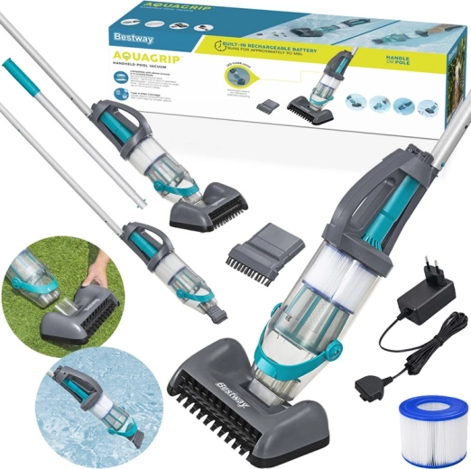 Aspiratore manuale cordless per piscina BESTWAY AquaGrip con 2 testine