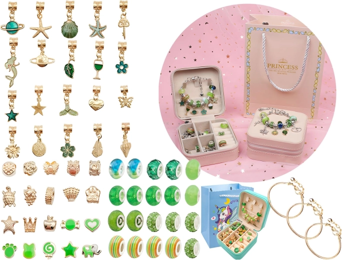 Set per creare gioielli e braccialetti con ciondoli in tonalità di verde