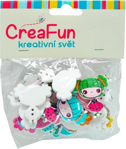 Bottoni in legno con motivo ragazza, set 20 pz (2,7 × 3 cm)