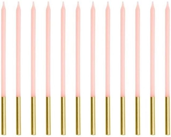 Candele di compleanno lisce rosa 14 cm (12 pz)