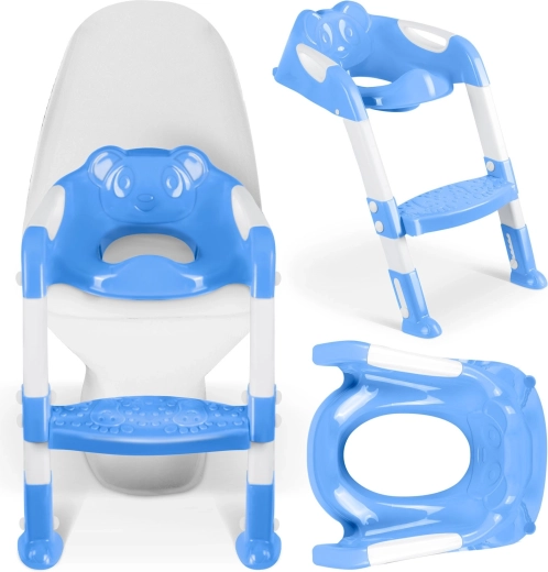 Riduttore WC per bambini con piattaforma e maniglie RICOKIDS koala – blu