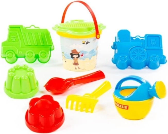 Set da sabbia con secchiello e setaccio a fiore (8 pezzi)