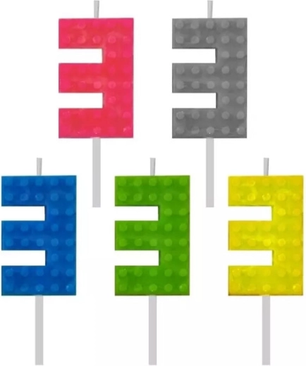 Candela di compleanno a cubetti numero 3