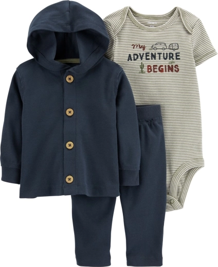 Set Carter's da 3 pezzi per neonato Green Stripes