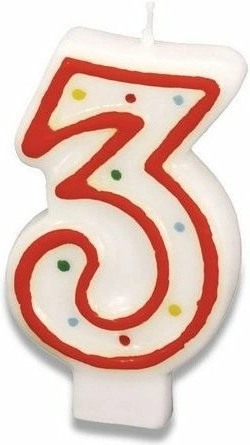 Candela per torta numero 3, 7,3 cm