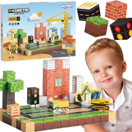 Woopie cubi da costruzione magnetici – cantiere 115 pezzi