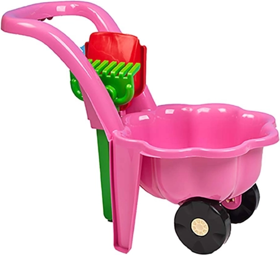 Carriola da giardino per bambini con paletta e rastrelli Bayo Margherita rosa