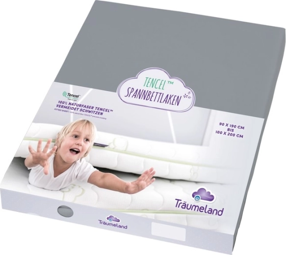 Lenzuolo Träumeland per letto junior Tencel 90 × 200 cm, antracite