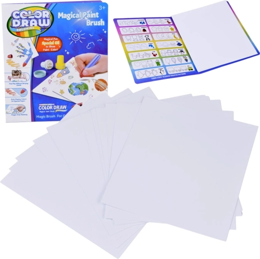 Carta per pittura magica COLOR DRAW – set di ricambio con 18 fogli e pennello LED