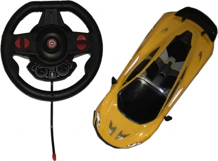 Auto RC 1:16 con comando a volante, luci e suoni (27 MHz, 20 km/h)