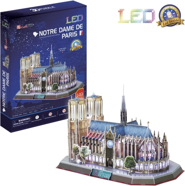 Puzzle 3D Illuminato Cattedrale di Notre-Dame 149 pezzi