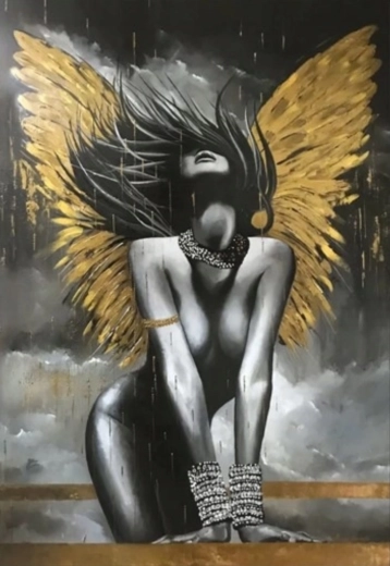 Norimpex pittura con diamanti dama con ali dorate 30 × 40 cm