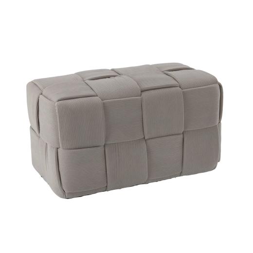 Pouf intrecciato rettangolare grigio chiaro 60 × 32 × 32 cm