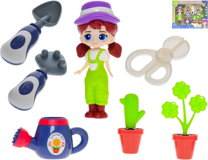 Bambola giardiniera 15 cm con accessori