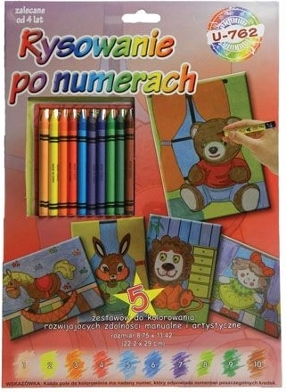 Classico album da colorare – disegno per numeri con pastelli a cera - 1 pezzo