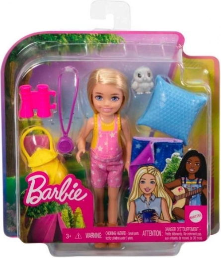 barbie chelsea set da campeggio con sacco a pelo